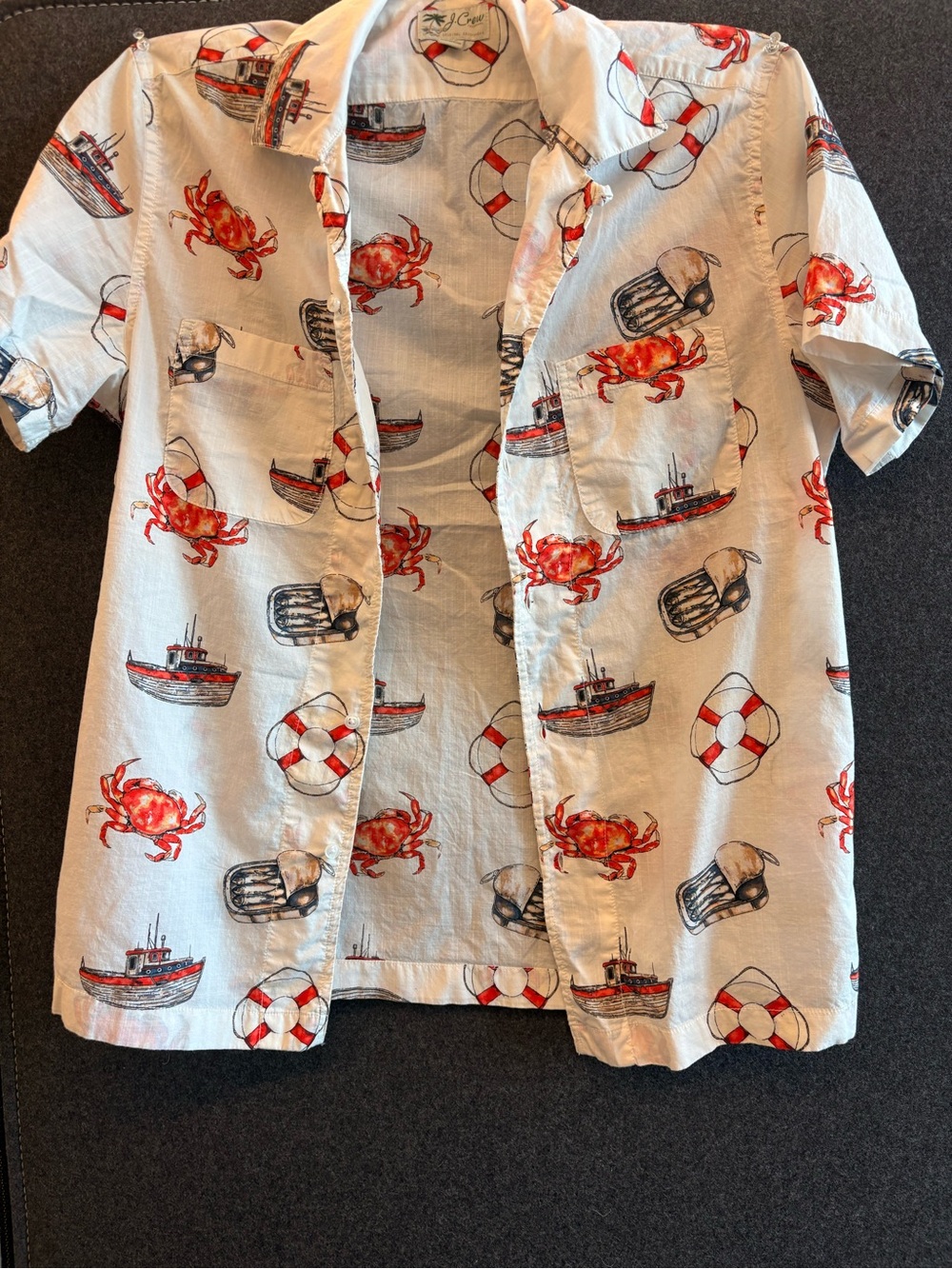J crew Print Short-Sleeve Shirt - White/dark orange